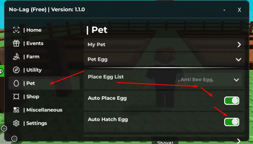 NO lag hub egg script